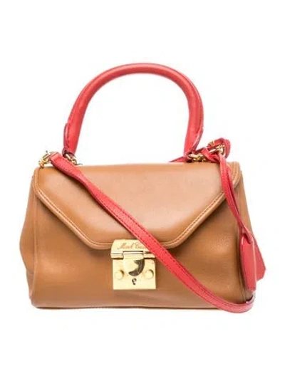 Pre-owned Mark Cross Leather Top Handle Bag In Brown/red