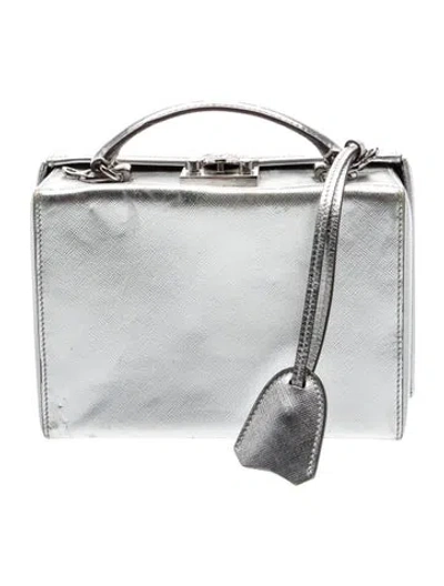 Pre-owned Mark Cross Leather Top Handle Bag In Metallic/silver