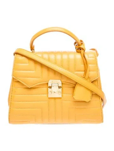 Pre-owned Mark Cross Leather Top Handle Bag In Yellow