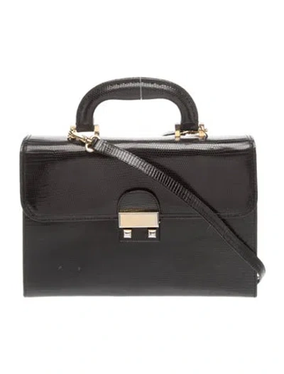 Pre-owned Mark Cross Lizard Top Handle Bag In Black