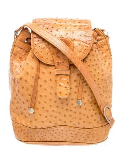 Pre-owned Mark Cross Ostrich Bucket Bag In Brown