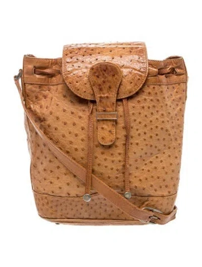 Pre-owned Mark Cross Ostrich Portfolio In Brown