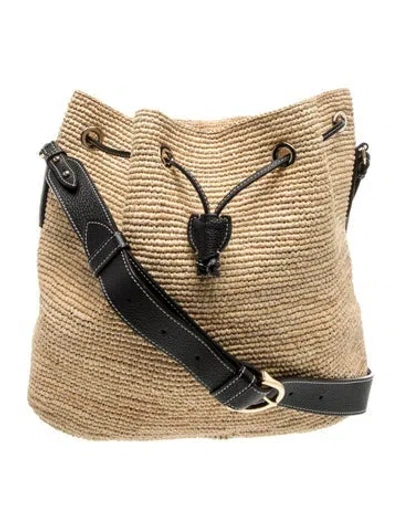Pre-owned Mark Cross Raffia Bucket Bag In Neutral