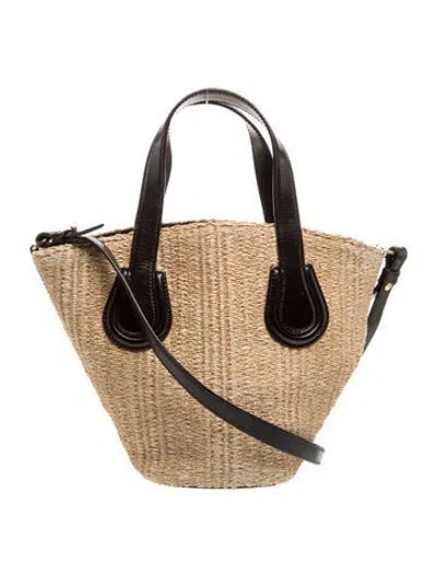 Pre-owned Mark Cross Raffia Bucket Bag In Neutrals