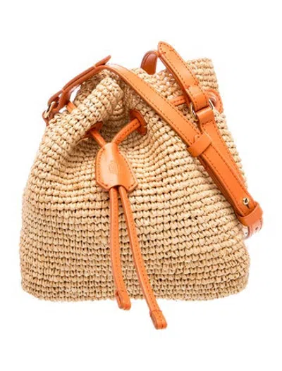 Pre-owned Mark Cross Raffia Bucket Bag In Neutrals
