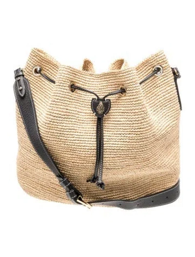 Pre-owned Mark Cross Raffia Minaudière In Neutral