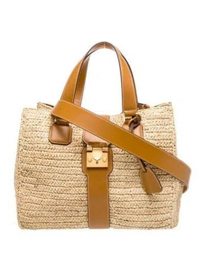 Pre-owned Mark Cross Raffia Top Handle Bag In Brown