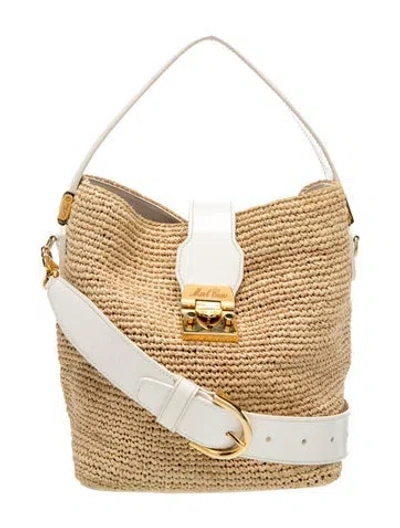 Pre-owned Mark Cross Raffia Top Handle Bag In Neutrals