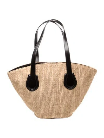 Pre-owned Mark Cross Raffia Tote In Neutral