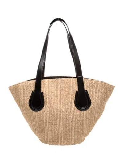 Pre-owned Mark Cross Raffia Tote In Neutrals
