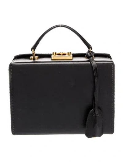 Pre-owned Mark Cross Saffiano Leather Top Handle Bag In Black