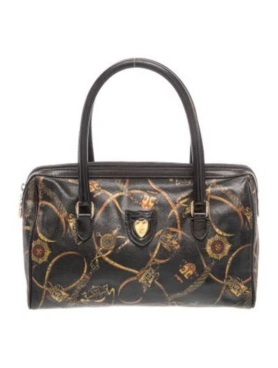 Pre-owned Mark Cross Saffiano Leather Top Handle Bag In Black