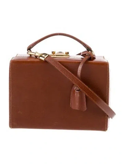 Pre-owned Mark Cross Saffiano Leather Top Handle Bag In Brown