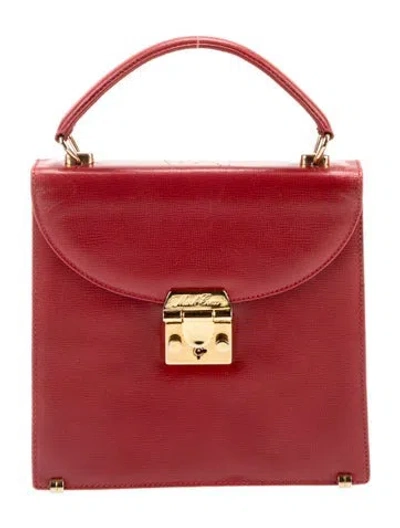 Pre-owned Mark Cross Saffiano Leather Top Handle Bag In Red