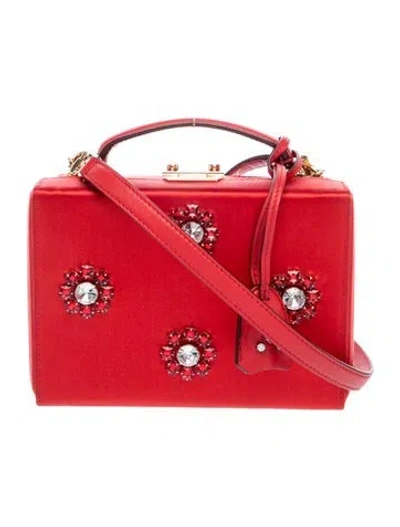 Pre-owned Mark Cross Satin Top Handle Bag In Red