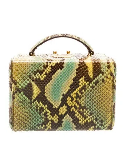 Pre-owned Mark Cross Snakeskin Top Handle Bag In Green