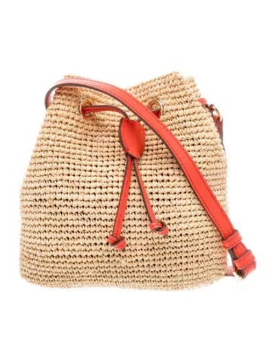 Pre-owned Mark Cross Straw Bucket Bag In Neutral