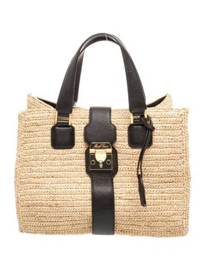 Pre-owned Mark Cross Straw Top Handle Bag In Neutrals