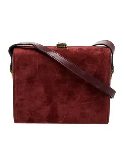 Pre-owned Mark Cross Suede Messenger Bag In Burgundy