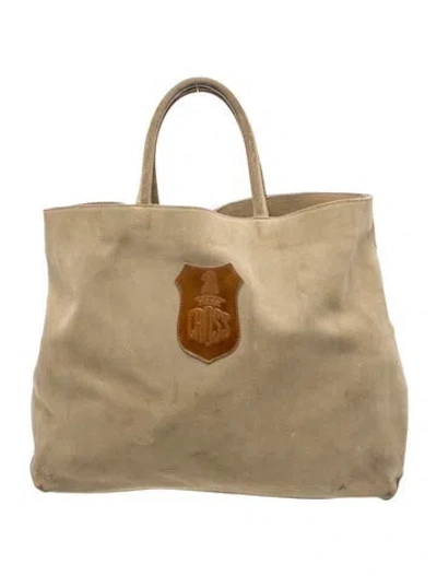 Pre-owned Mark Cross Suede Tote In Neutrals