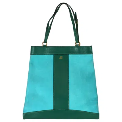 Pre-owned Mark Cross Turquoise And Evergreen Calf Tote In Blue