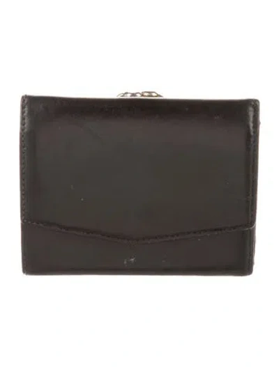Pre-owned Mark Cross Vintage Leather Compact Wallet In Black