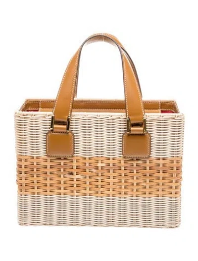Pre-owned Mark Cross Wicker Top Handle Bag In Blue