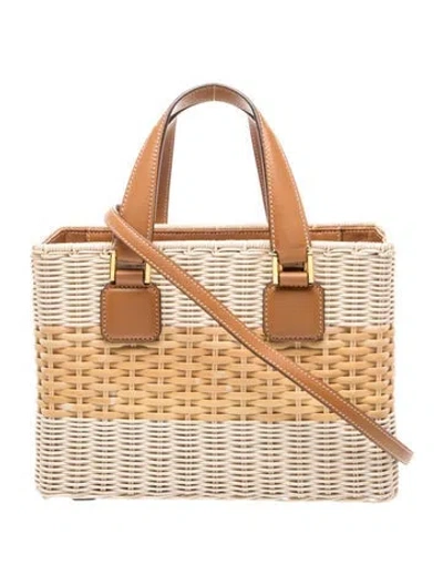 Pre-owned Mark Cross Wicker Top Handle Bag In Neutrals
