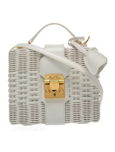 Pre-owned Mark Cross Wicker Top Handle Bag In White