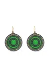 Mark Davis 14k Yellow Gold Bakelite Earrings In Green