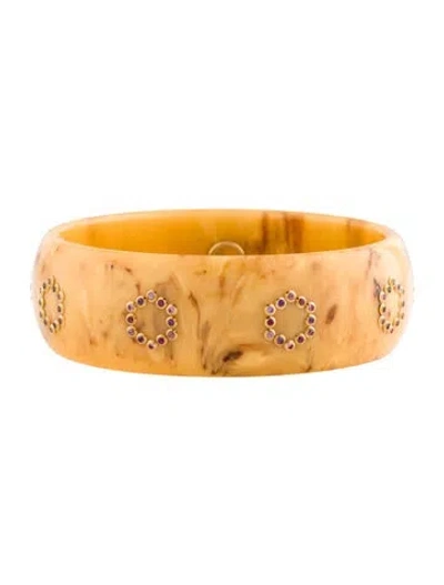 Pre-owned Mark Davis 18k Bakelilte, Amethyst, Garnet & Sapphire Bangle, 7.5" In Multi