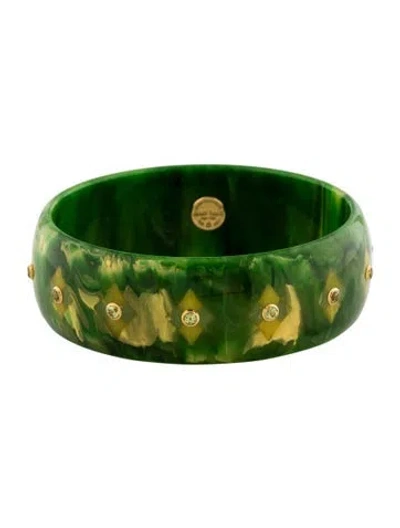 Pre-owned Mark Davis 18k Bakelite & Peridot Bangle Bracelet, 7.75" In Multi