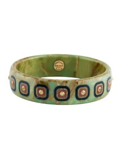Pre-owned Mark Davis 18k Bakelite & Peridot Bangle Bracelet, 7.75" In Multicolor
