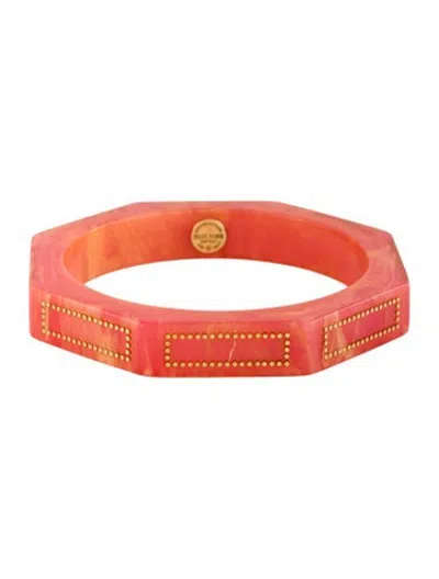 Pre-owned Mark Davis 18k Bakelite Bangle Bracelet, 7.75" In Orange/pink