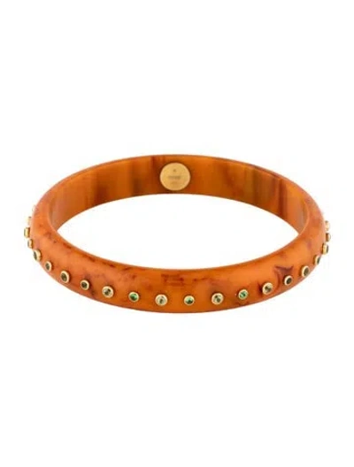 Pre-owned Mark Davis 18k Bakelite,tsavorite Garnet & Peridot Bangle Bracelet, 7.75" In Multicolor