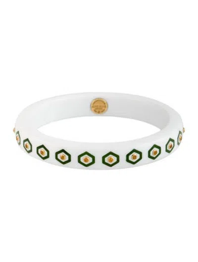 Pre-owned Mark Davis 18k Citrine Bakelite Bangle, 7.75" In Green/white