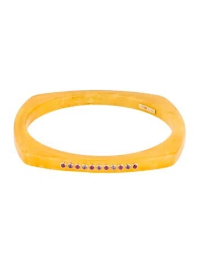 Pre-owned Mark Davis 18k Garnet & Amethyst Bakelite Bangle, 7.75" In Multicolor