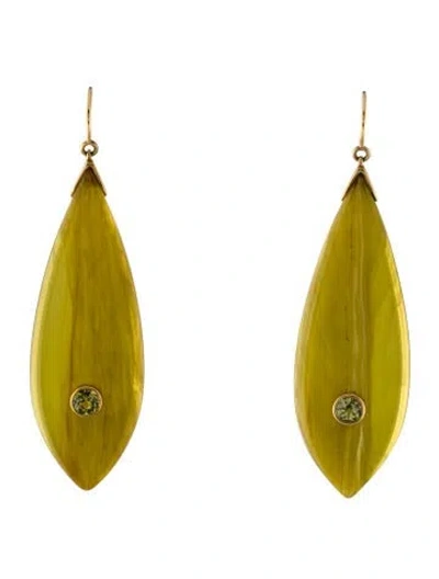 Pre-owned Mark Davis 18k Garnet & Bakelite Drop Earrings In Multi