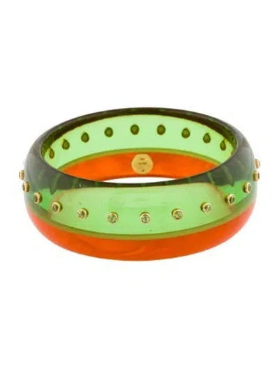 Pre-owned Mark Davis 18k Peridot & Bakelite Bangle, 7.75" In Multi