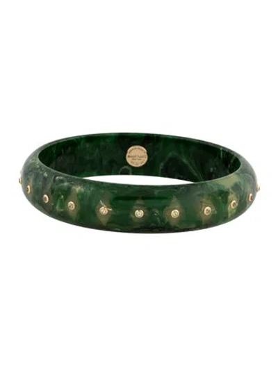 Pre-owned Mark Davis 18k Peridot & Bakelite Bangle, 8.25" In Green