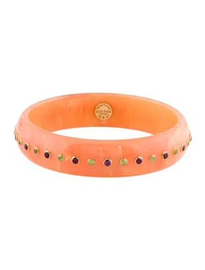Pre-owned Mark Davis 18k Rhodolite & Peridot Bakelite Bangle, 7.75" In Multi