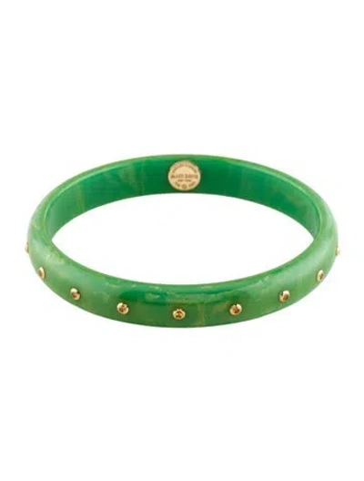 Pre-owned Mark Davis 18k Sapphire & Bakelite Bangle Bracelet, 7.75" In Green
