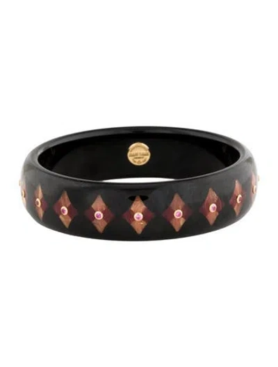 Pre-owned Mark Davis 18k Sapphire & Bakelite Bangle Bracelet, 8" In Multicolor