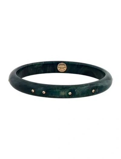 Pre-owned Mark Davis 18k Sapphire Green Marbled Bakelite Bangle Bracelet, 9"
