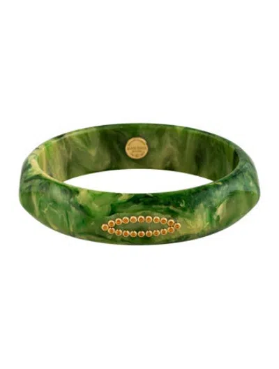 Pre-owned Mark Davis 18k Spessartine Sapphire & Bakelite Bangle, 8" In Multicolor