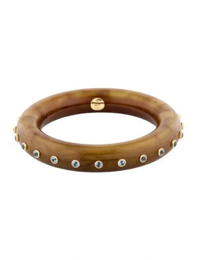 Pre-owned Mark Davis 18k Topaz & Bakelite Bangle, 8" In Multi