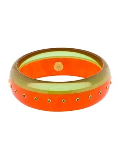 Pre-owned Mark Davis 18k Tsavorite Garnet & Bakelite Bangle, 8.25" In Multi