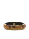 Mark Davis 18k Yellow Gold Bakelite Sapphire Bangle In Brown