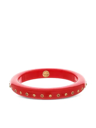 Mark Davis 18k Yellow Gold Citrine Bakelite Bangle In Red