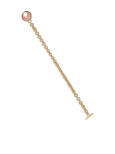 Mark Davis 18k Yellow Gold Diamond And Pink Sapphire Toggle Bracelet